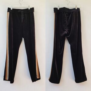 Mother The Lounger Ankle Metallic Racer Size Medium Black Velvet Side Stripes